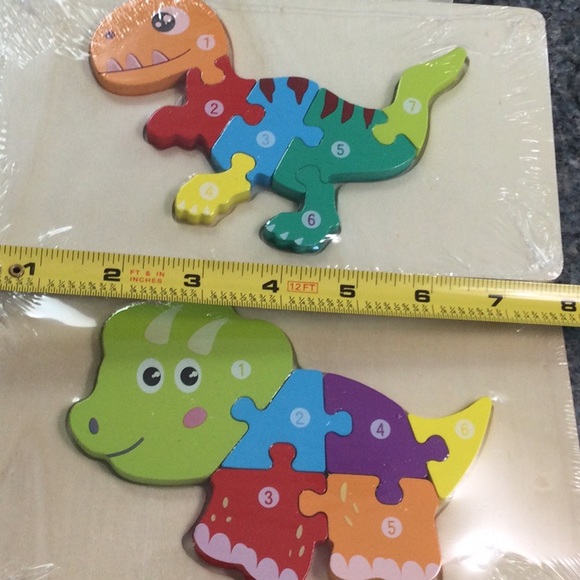* - Wooden Dinosaur puzzle 3 in 1 ages 2 toddler and over. Two sets for one … - Picture 8 of 8